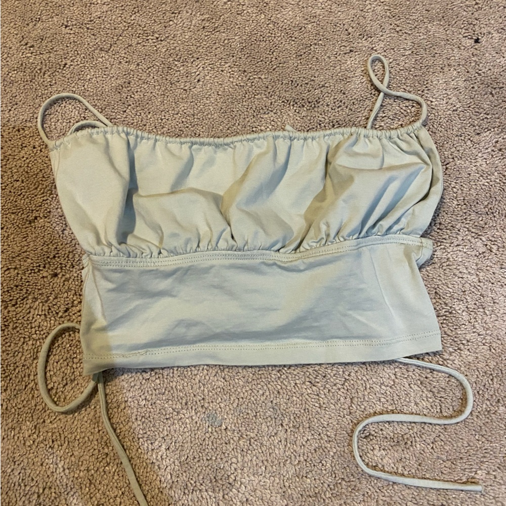 Princess Polly sage green tie strap tank top